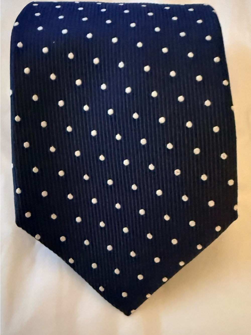Classic Barbara Blank Navy Polka Dot Men's Tie - Elegant Work & Event Accessory